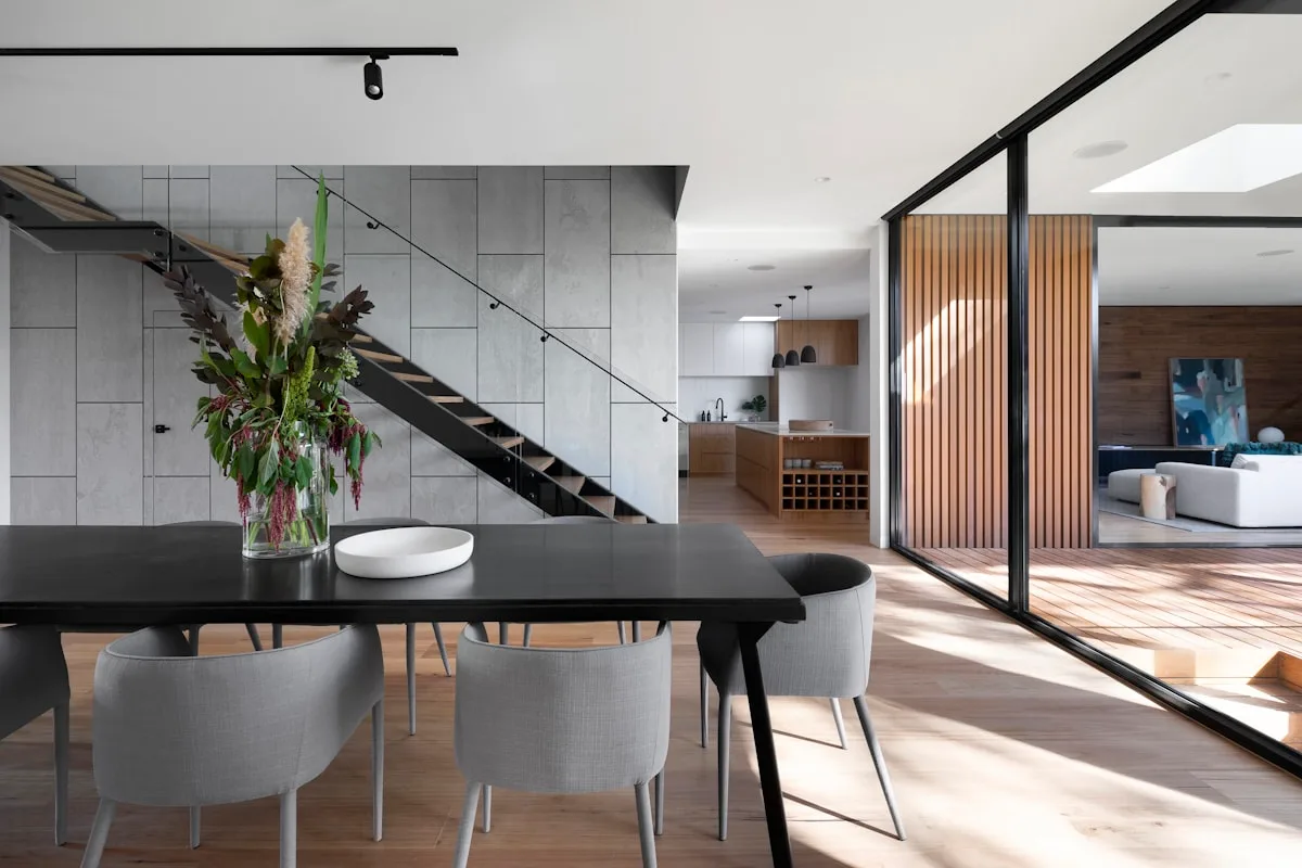Bright living room with timber details